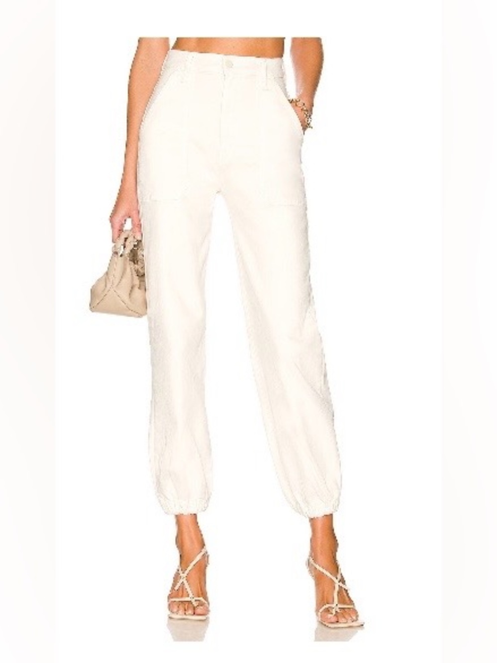 MOTHER The Wrapper Patch Springy Ankle in Cream Puff